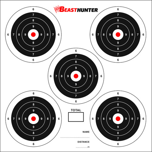 Tarcze BeastHunter 5-target do wiatrówek 100 szt.